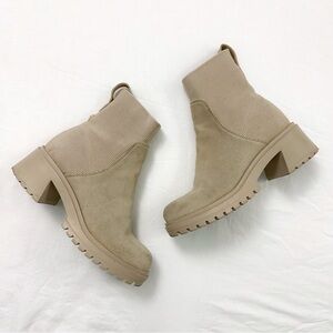 Steve Madden Holley Boots Size 9 Sand Suede Combat Chunky Platform